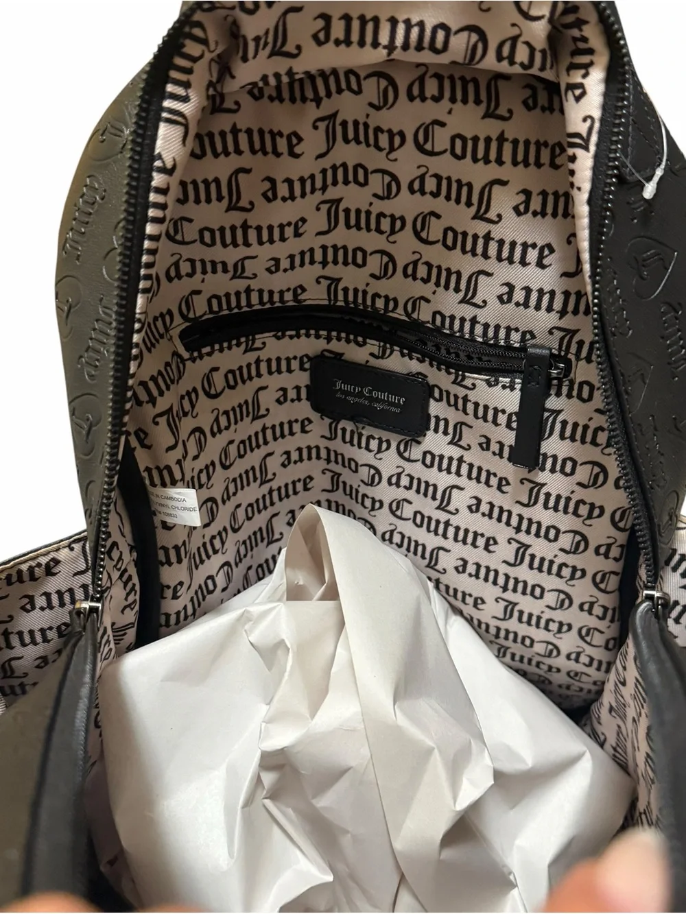 Juicy Couture Black Embossed Logo Mini Backpack Y2K McBling ✨
